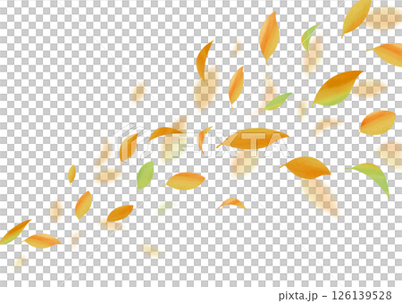 紅葉した葉っぱが舞う秋の背景素材 126139528