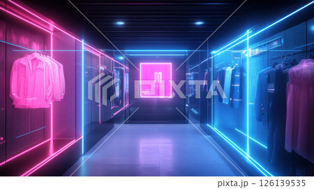 neonlit clothing store corridor neon lights neonlit clothing store corridor neon lights 126139535