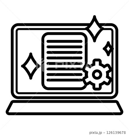 ペーパレス化・書類のシステム管理のイメージイラスト　シンプルな白黒のアイコン 126139678