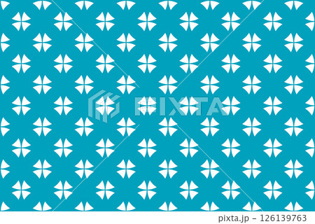 浅葱色（日本の伝統色）のシンメトリーパターン - 四つ葉のクローバーのようなかわいい彩り _2 126139763