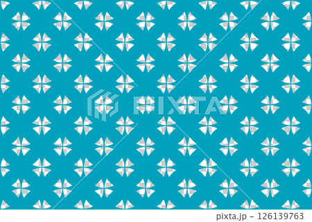 Symmetrical pattern in light blue (traditional Japanese color) - cute color like a four-leaf clover _2 126139763