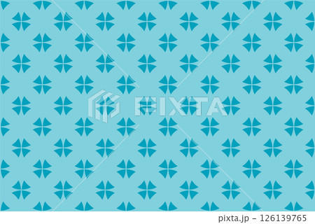 浅葱色（日本の伝統色）のシンメトリーパターン - 四つ葉のクローバーのようなかわいい彩り _4 126139765