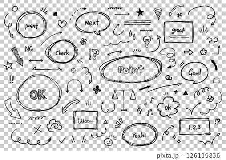 Hand-drawn doodle_blackboard whiteboard frame arrow doodle rough illustration vector 126139836