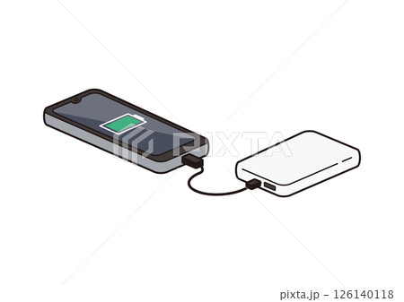 充電中のモバイルバッテリー　フル充電のイラスト 126140118