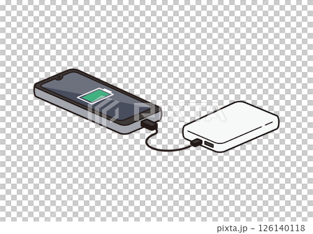 充電中のモバイルバッテリー　フル充電のイラスト 126140118