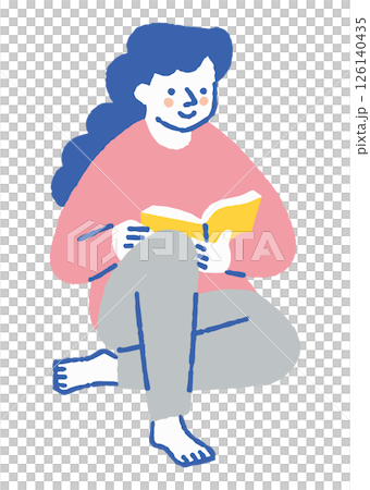 一位女士在房間裡看書_顏色 一位女士在房間裡看書_顏色 126140435