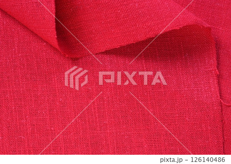 red hemp viscose natural fabric cloth color, sackcloth rough texture of textile fashion 126140486