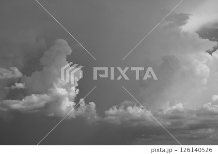 black and white image, buautiful sky with cloud in rainy day 126140526