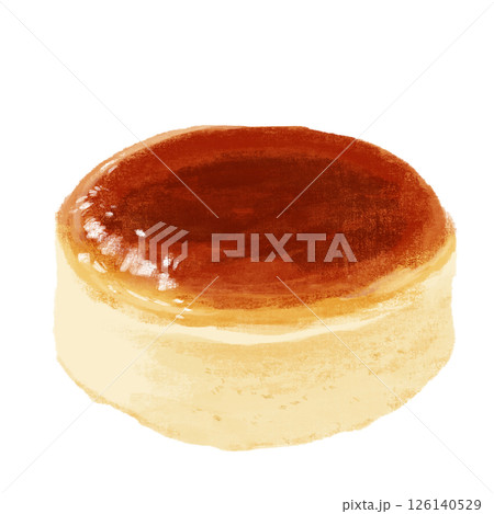 水彩で描いたスフレチーズケーキ 水彩で描いたスフレチーズケーキ 126140529