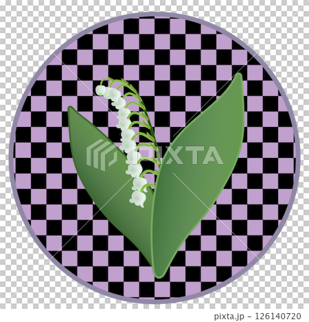 Lily of the valley illustration with circular background Lily of the valley illustration with circular background 126140720