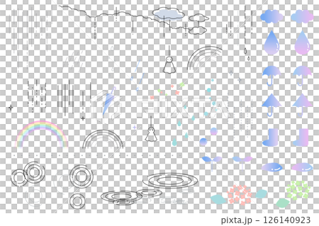 一組帶有雨的圖像的簡單插圖 一組帶有雨的圖像的簡單插圖 126140923
