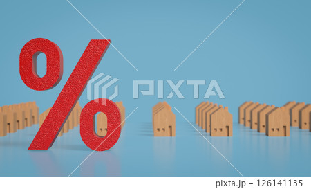 The Red Percent and wood house for Property concept 3d Rendering. The Red Percent and wood house for Property concept 3d Rendering. 126141135