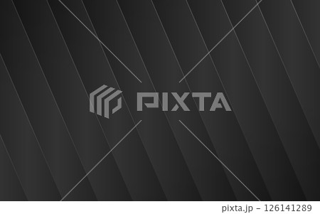 Black steel background with sleek diagonal lines and smooth gradients. Dark stripes with light effect for modern presentation, elegant branding or digital project. Vector Illustration 126141289
