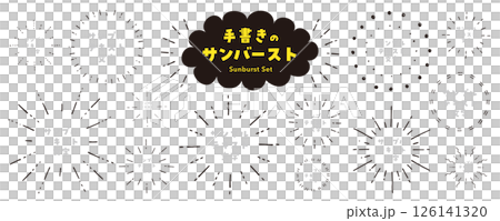 手繪旭日設計素材集（框架、標題、裝飾、插圖） 126141320