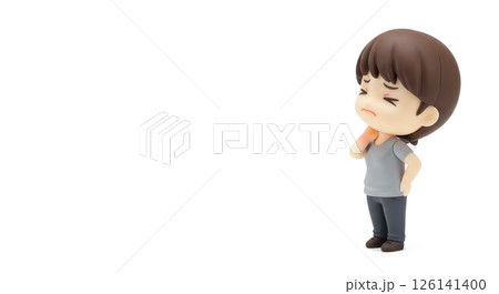 肩こりで痛がる女性のイラストのフィギア 126141400