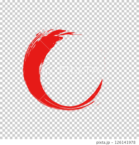 Simple round brush-style illustration material, red, transparent white background 126141978