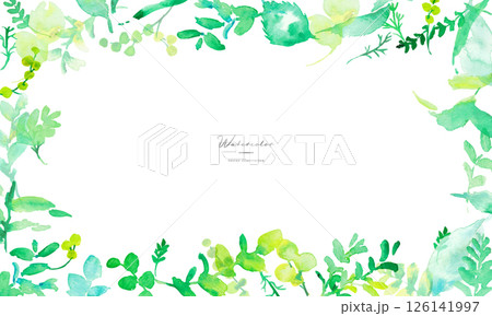水彩画。水彩タッチの草木のベクターイラスト。水彩画の緑の葉っぱ素材。環境。エコ。 水彩画。水彩タッチの草木のベクターイラスト。水彩画の緑の葉っぱ素材。環境。エコ。 126141997