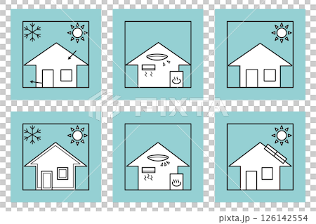 ZEH住宅アイコン 高断熱、省エネ、創エネ ZEH住宅アイコン 高断熱、省エネ、創エネ 126142554
