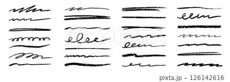 Line brush doodle stroke pencil pen sketch vector texture. Handwritten marker paint chalk paper cross, grunge draw emphasis. Scribble crayon pencil stroke doodle underline shape. Vector 126142616