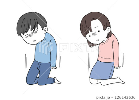 膝から崩れ落ちる男女 126142636