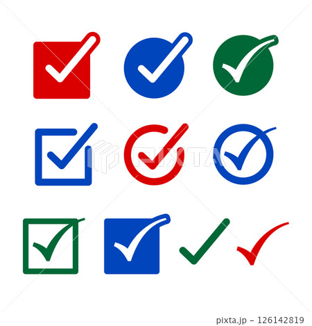チェックマークイラストセット チェックマークイラストセット 126142819