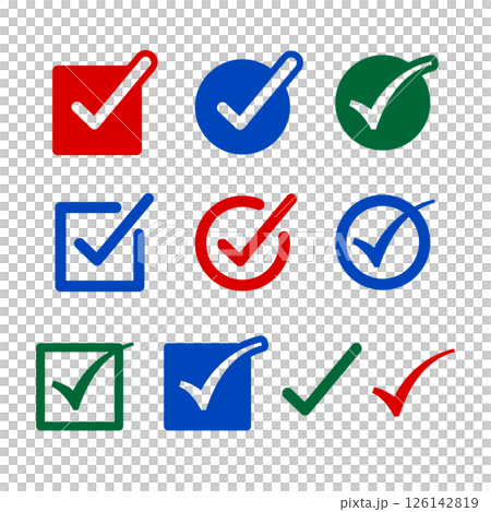 チェックマークイラストセット チェックマークイラストセット 126142819