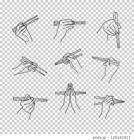 箸を持つ手イラストセット 箸を持つ手イラストセット 126142821
