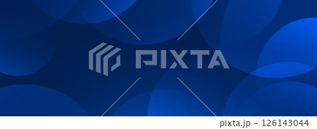 Blue glowing gradient circle background. Abstract navy tech overlap spheres wallpaper. Geometric bokeh texture for poster, banner, business template, medical brochure. Vector flowing bubble backdrop 126143044