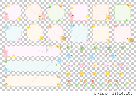 春のフレームとラインセット　イラスト 126143100