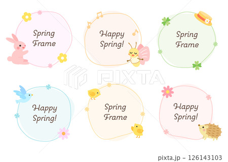 春のフレームセット　丸　イラスト 126143103