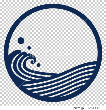 帶有波浪濺起的圓形框架的向量圖 126143436