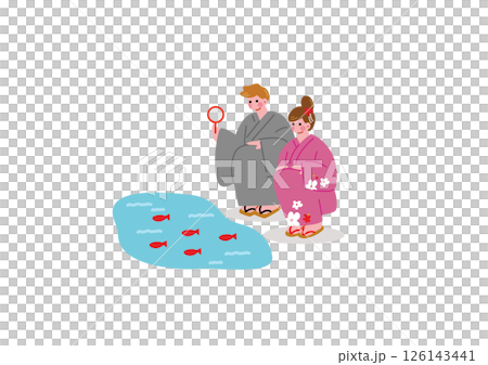 Couple scooping goldfish 126143441