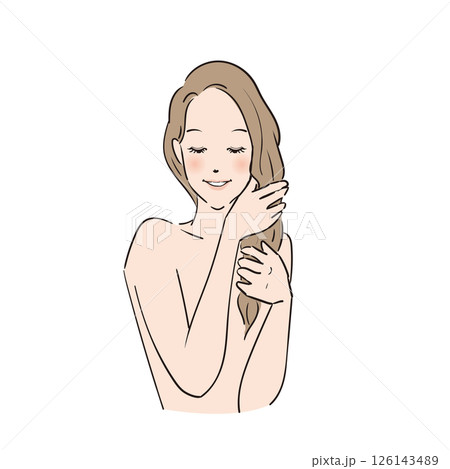 丁寧にヘアケアをするロングヘアの女性 126143489