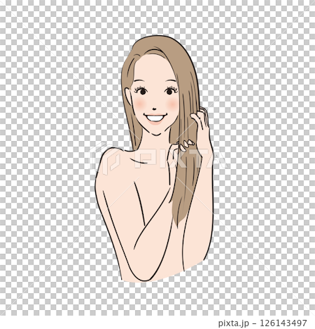 丁寧にヘアケアをするロングヘアの女性 126143497
