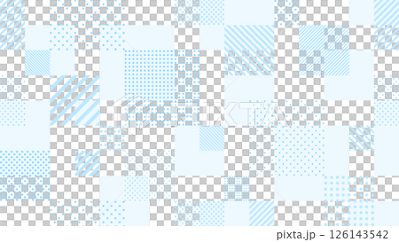 水色のランダムなドットとストライプ柄の正方形のパターン背景 水色のランダムなドットとストライプ柄の正方形のパターン背景 126143542