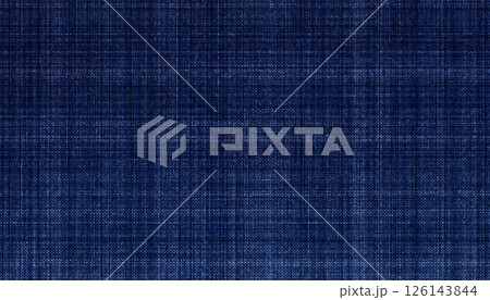 格子状に色落ちした藍染めの道着、粗い生地のグラデーション 126143844