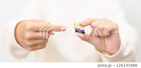 International Non Binary People July Day and Happy Pride June month and LGBTQIA with flag Brooch pin for LGBTQ, Marriage Equality Law, Pansexual, Demisexual and transgender International Non Binary People July Day and Happy Pride June month and LGBTQIA with flag Brooch pin for LGBTQ, Marriage Equality Law, Pansexual, Demisexual and transgender 126143986