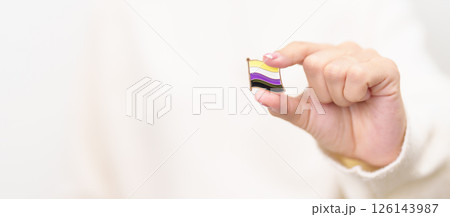 International Non Binary People July Day and Happy Pride June month and LGBTQIA with flag Brooch pin for LGBTQ, Marriage Equality Law, Pansexual, Demisexual and transgender International Non Binary People July Day and Happy Pride June month and LGBTQIA with flag Brooch pin for LGBTQ, Marriage Equality Law, Pansexual, Demisexual and transgender 126143987