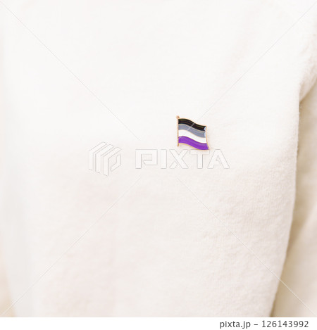 International Asexuality April Day and Happy Pride June month and LGBTQIA with flag Brooch pin for LGBTQ, Marriage Equality Law, Pansexual, Demisexual and transgender 126143992