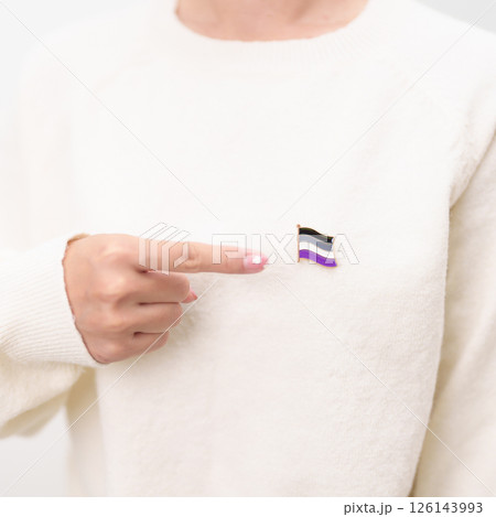 International Asexuality April Day and Happy Pride June month and LGBTQIA with flag Brooch pin for LGBTQ, Marriage Equality Law, Pansexual, Demisexual and transgender 126143993