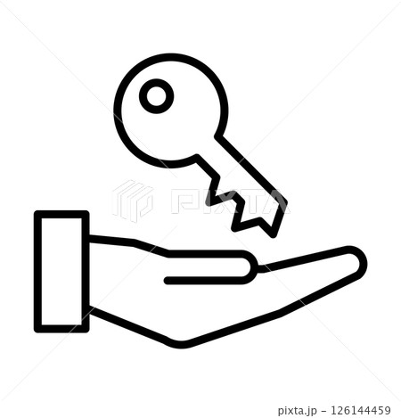 物件引き渡しで鍵を渡す線画アイコン 物件引き渡しで鍵を渡す線画アイコン 126144459