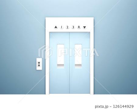 3Dレンダリングのエレベーターのドア 126144929