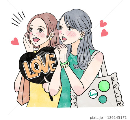 推し活をする女の子のオレンジとグリーン系のイラスト 126145171