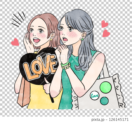 推し活をする女の子のオレンジとグリーン系のイラスト 126145171