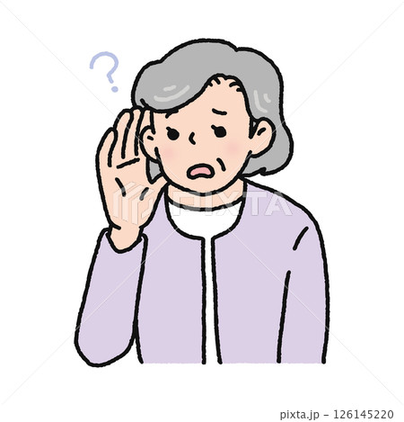 耳が聞こえづらい高齢の女性 126145220