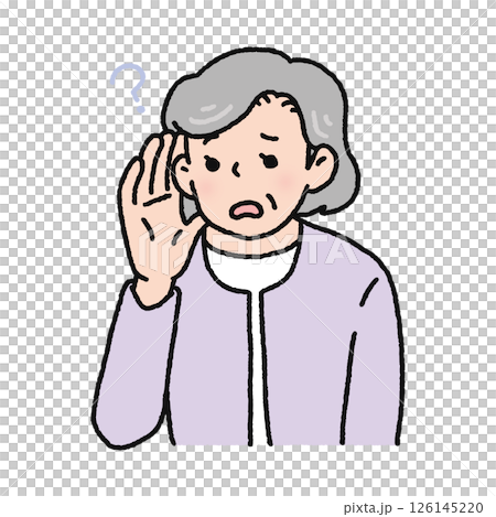 耳が聞こえづらい高齢の女性 126145220