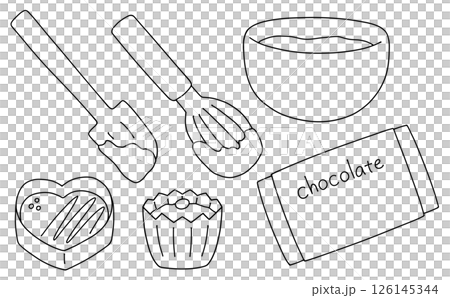 Simple and easy chocolate candy making set - line drawing 126145344