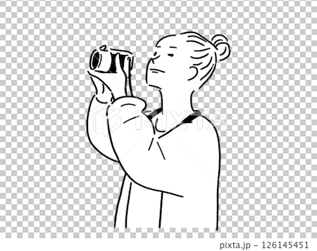 カメラで撮影する女性のイラスト 126145451