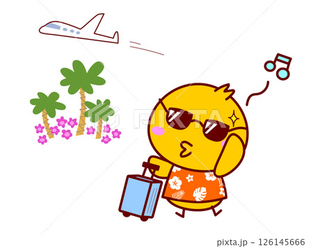 サングラスにアロハシャツで旅するひよこ 126145666
