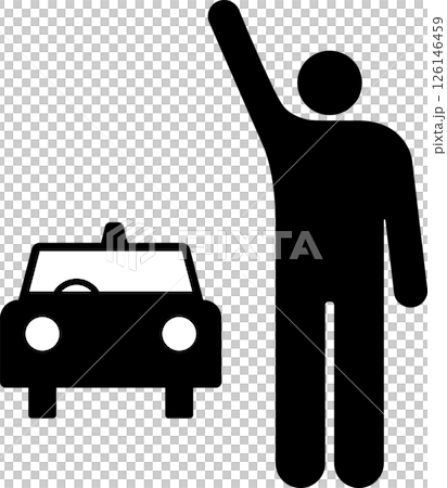 Icon of a person raising their hand to hail a taxi 126146459